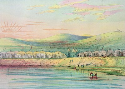 Riccaree village by George Catlin